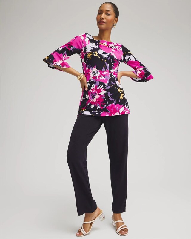 Travelers Floral Keyhole Top - image 2